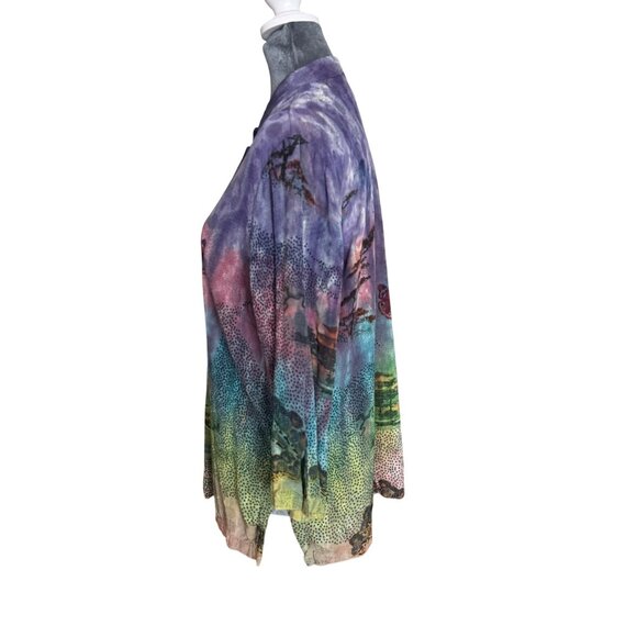 Citron Santa Monica XL Multicolor Button-Up Shirt With Asian-Inspired Waterfall - Picture 3 of 7